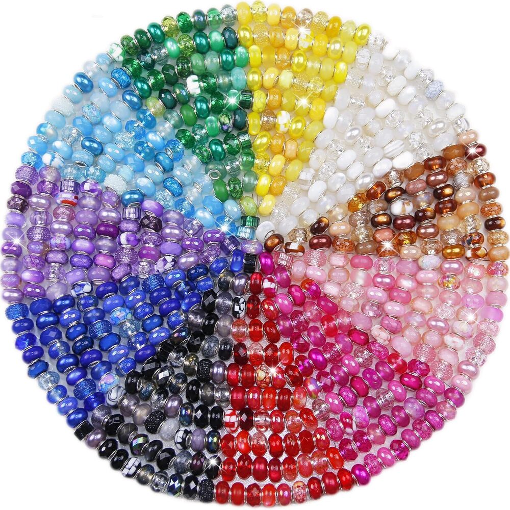 6346 220Pcs Large Hole Beads Spacer Bead Mixed Color Assorted European